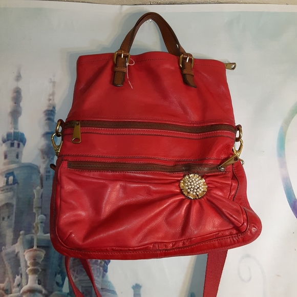🪶 Red fossil leather bag - Picture 3 of 12